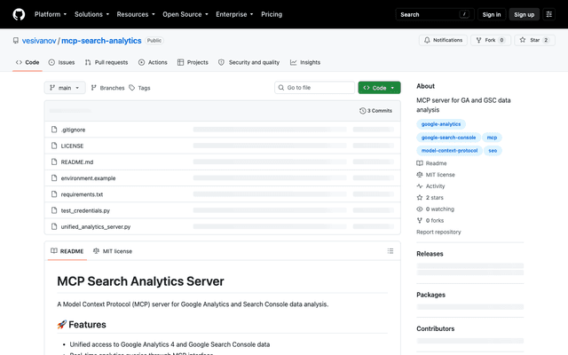 MCP Search Analytics screenshot