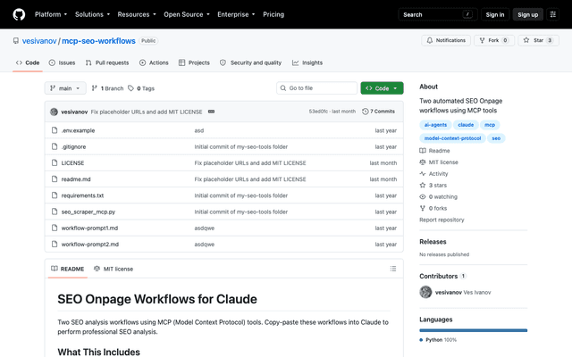 MCP Automated Onpage SEO workflows screenshot