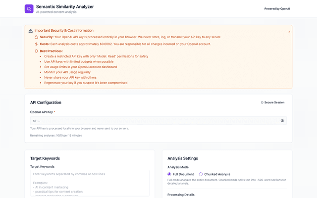 Semantic Similarity Analyzer screenshot